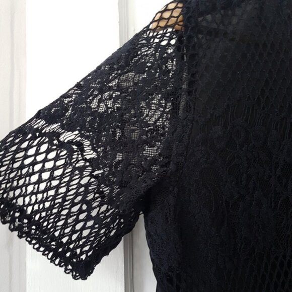 Hollister Y2K Lace Mesh Overlay Open Knit Short Sleeve Blouse Top Sz S - Picture 5 of 10